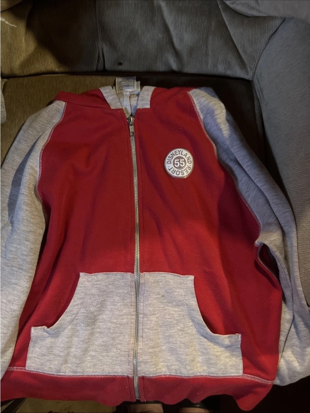 Disney Red & Gray Zip-Up Jacket with Disneyland 55 Patch
